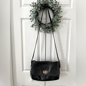 Coach Vintage Black Genuine Pebble Leather Adjustable Shoulder Crossbody Purse